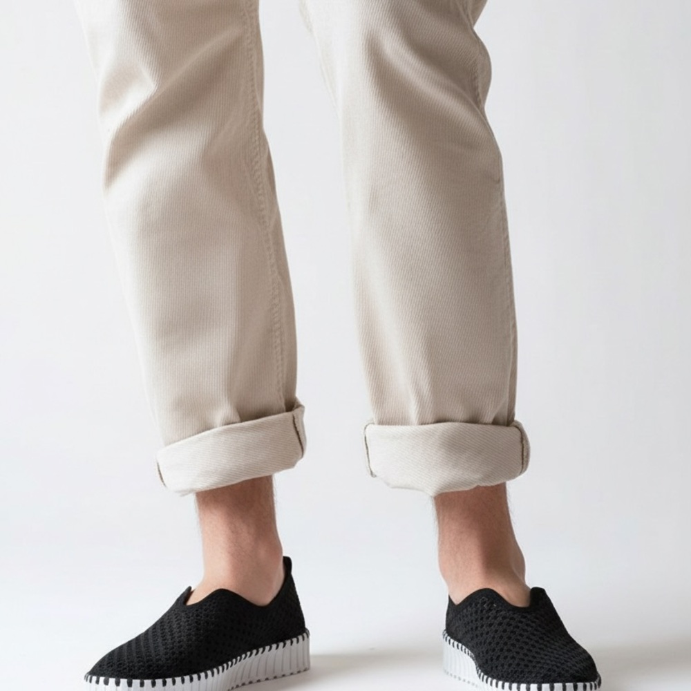 ILSE Jacobson Hornbak Tulip Black Slip-On Women's 6.5-7 Perforated Loafer Shoes